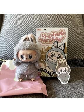 exciting macaron labubu sesame bean pendant